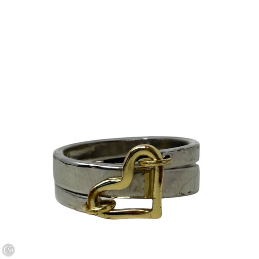 Two-Tone Heart Buckle Ring, Size: 7