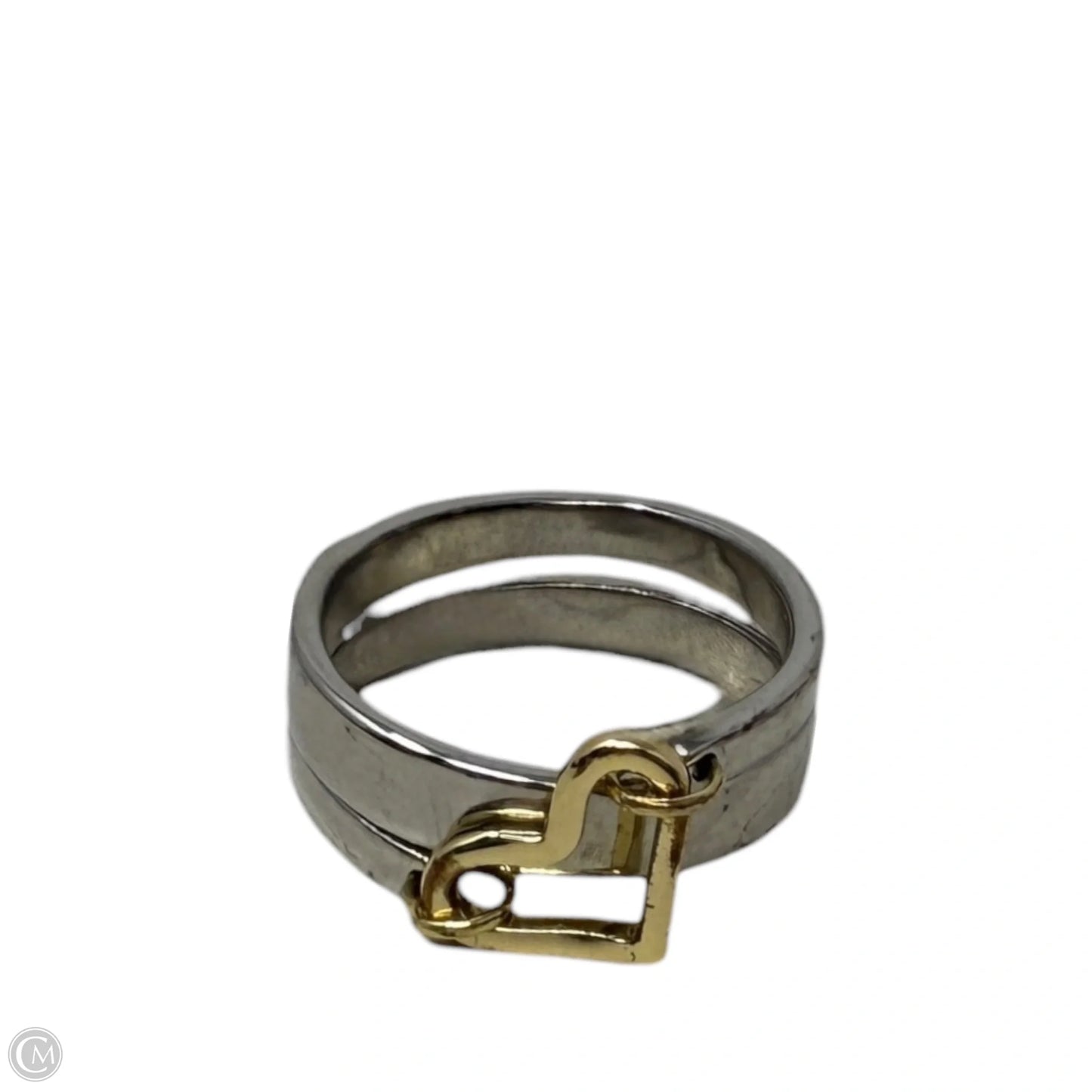 Two-Tone Heart Buckle Ring, Size: 7