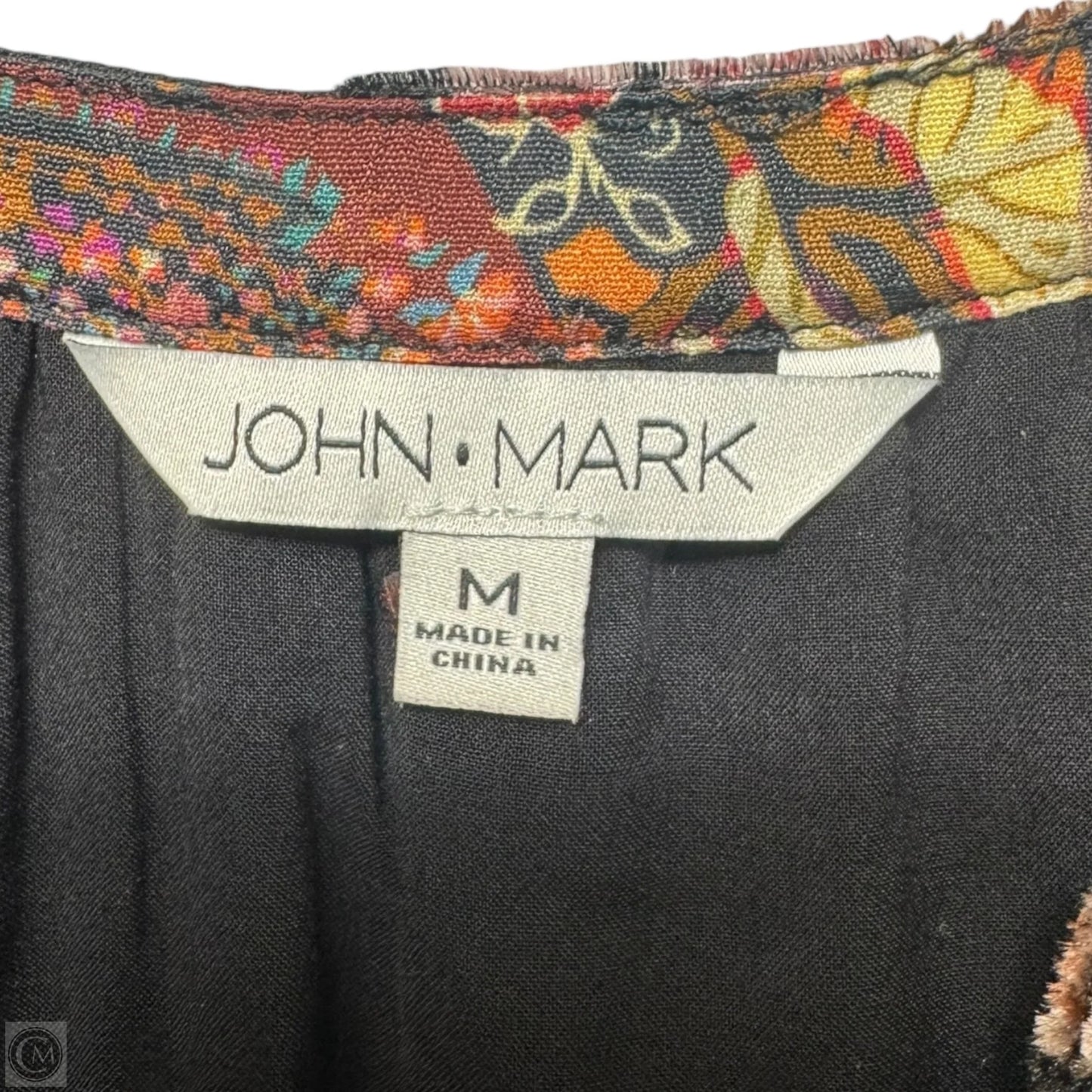 Burnout Velvet Printed Tiered Y-Neck 3/4 Sleeve Dress By John Mark In Multi-colored, Size: M