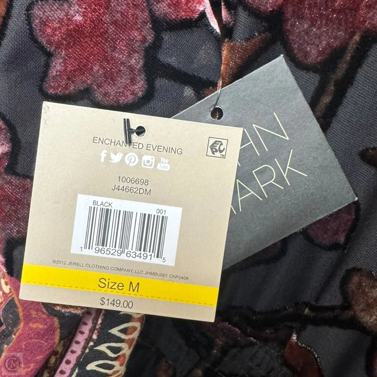 Burnout Velvet Printed Tiered Y-Neck 3/4 Sleeve Dress By John Mark In Multi-colored, Size: M