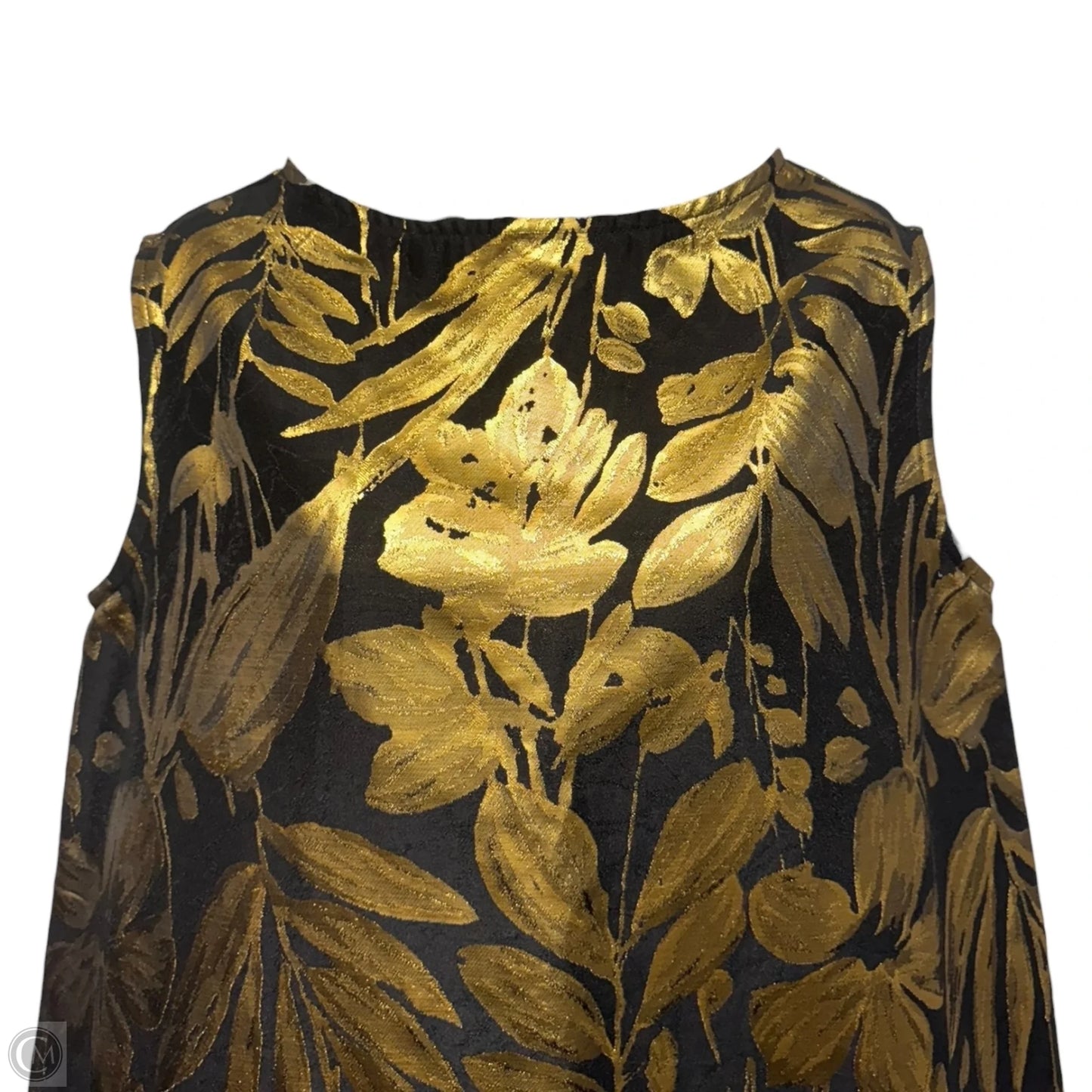 Metallic Sheath Dress Casual Maxi By Bryn Walker In Black & Gold, Size: S