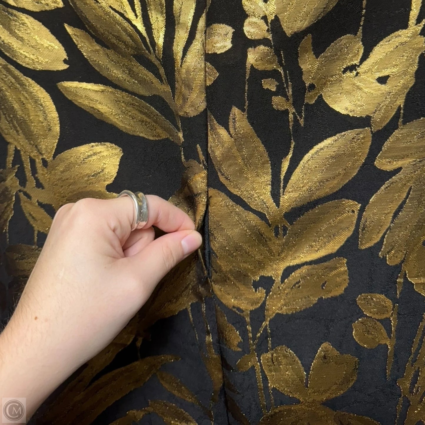 Metallic Sheath Dress Casual Maxi By Bryn Walker In Black & Gold, Size: S