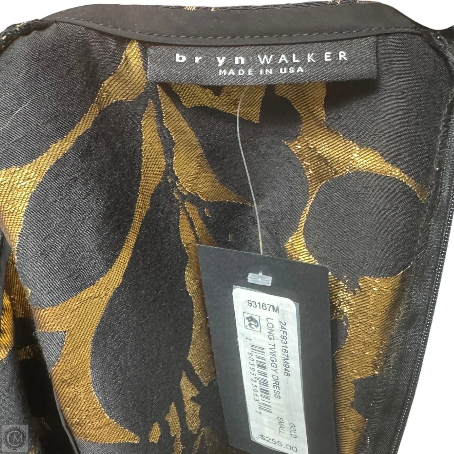 Metallic Sheath Dress Casual Maxi By Bryn Walker In Black & Gold, Size: S