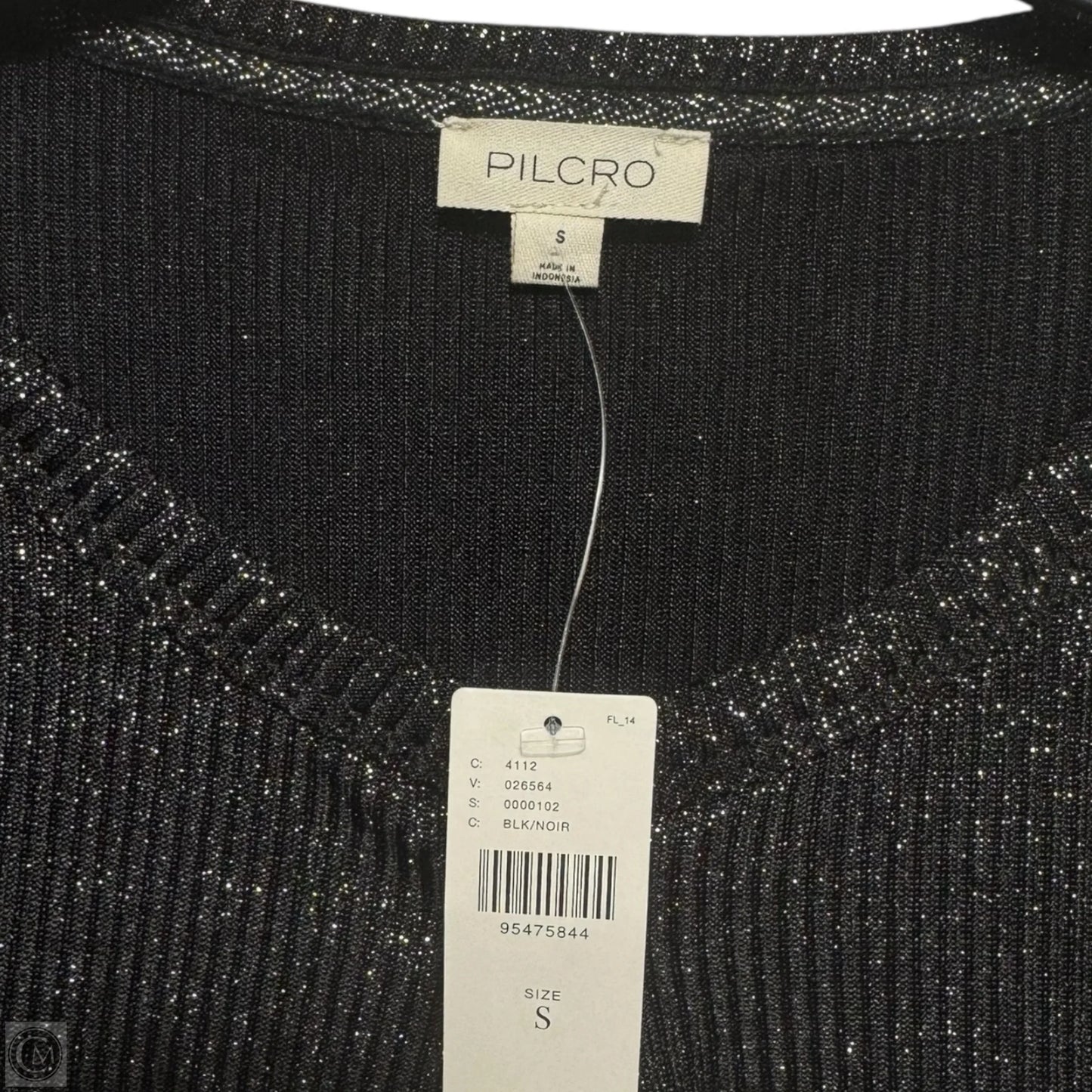 The Andie Ribbed Spotlight Henley Top By Pilcro In Silver and Black, Size: S