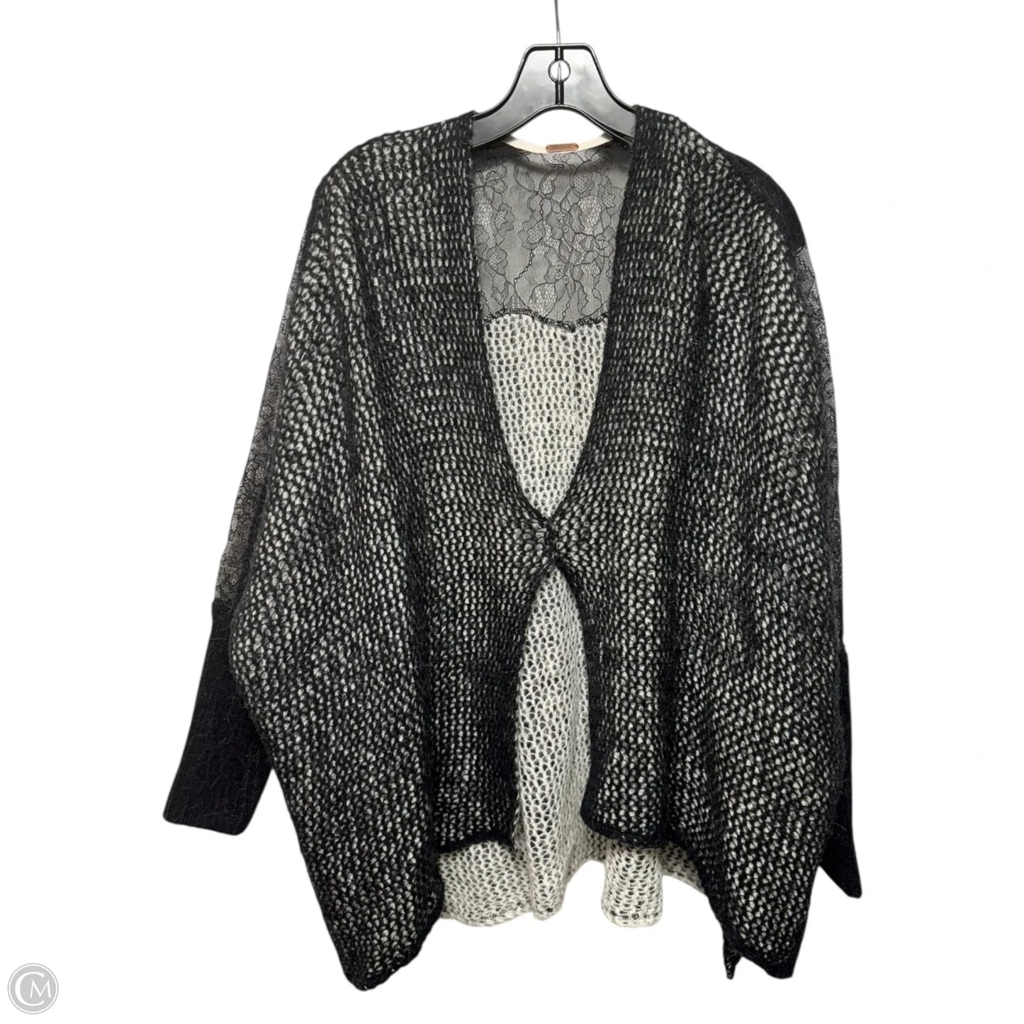 Sweater Cardigan By Free People In Black & Cream, Size: Osfm