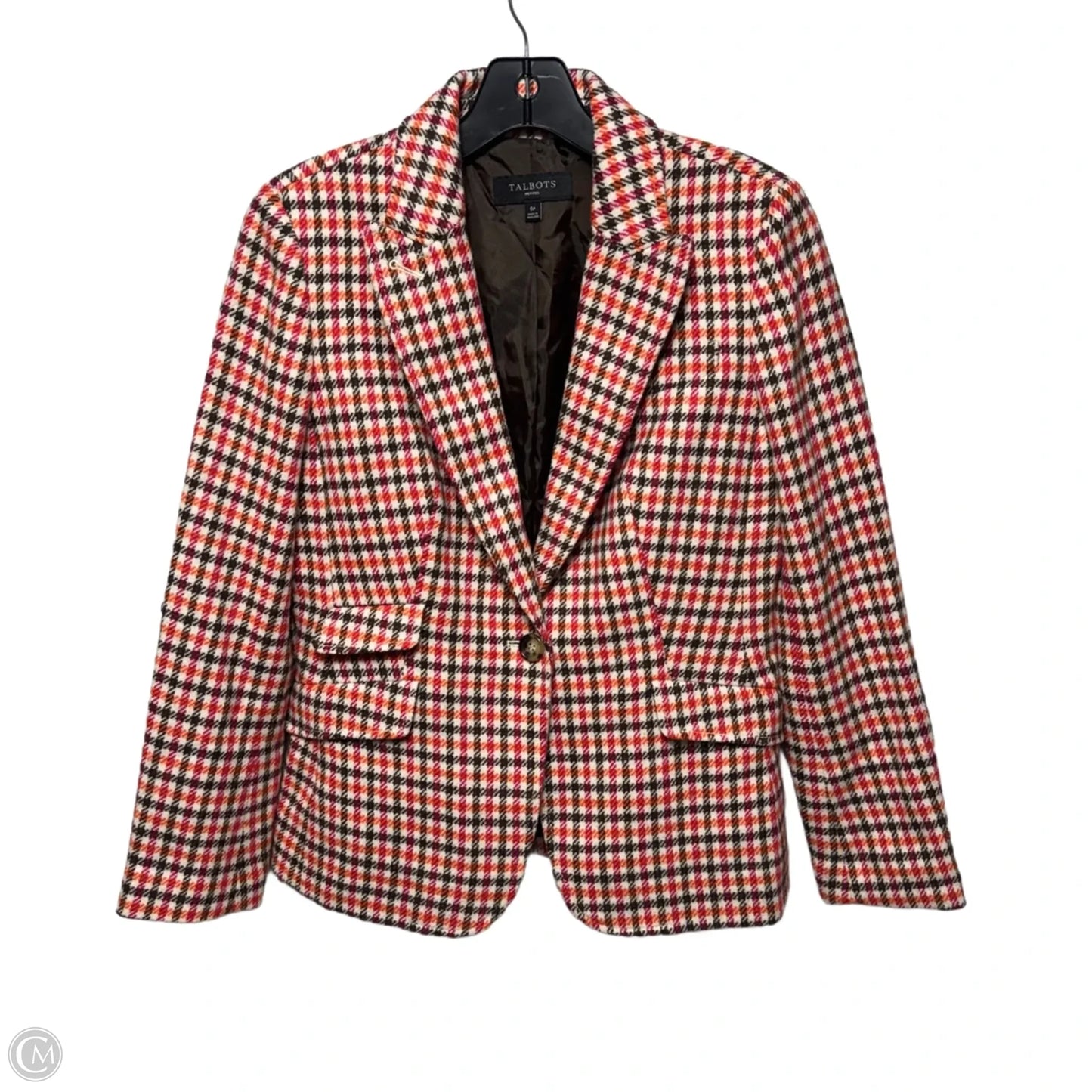 Classic Shetland Blazer By Talbots In Apple Plaid Pattern, Size: 6p