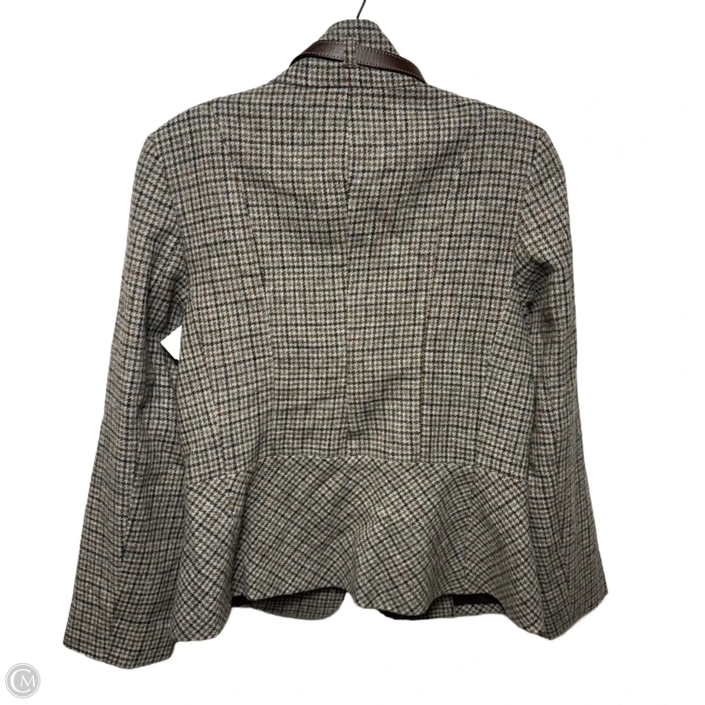 Wool Blend Blazer By Talbots In Checkered Pattern, Size: 8