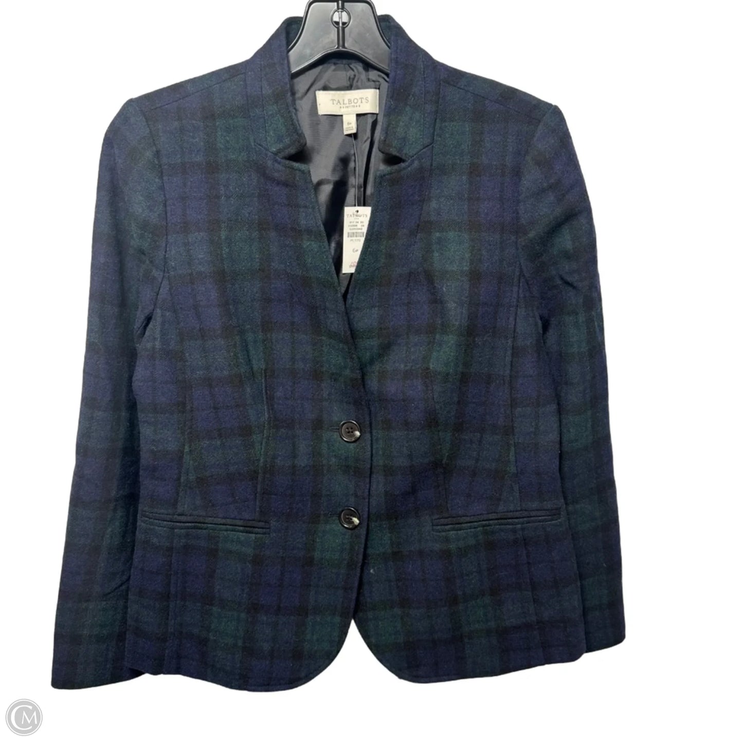 Wool Blend Blazer By Talbots In Plaid Pattern, Size: 6p