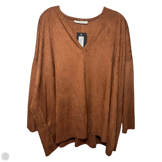 Faux Suede Top Long Sleeve By Bryn Walker In Brown, Size: Xxl