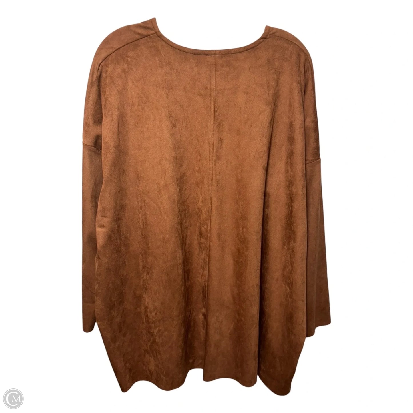Faux Suede Top Long Sleeve By Bryn Walker In Brown, Size: Xxl
