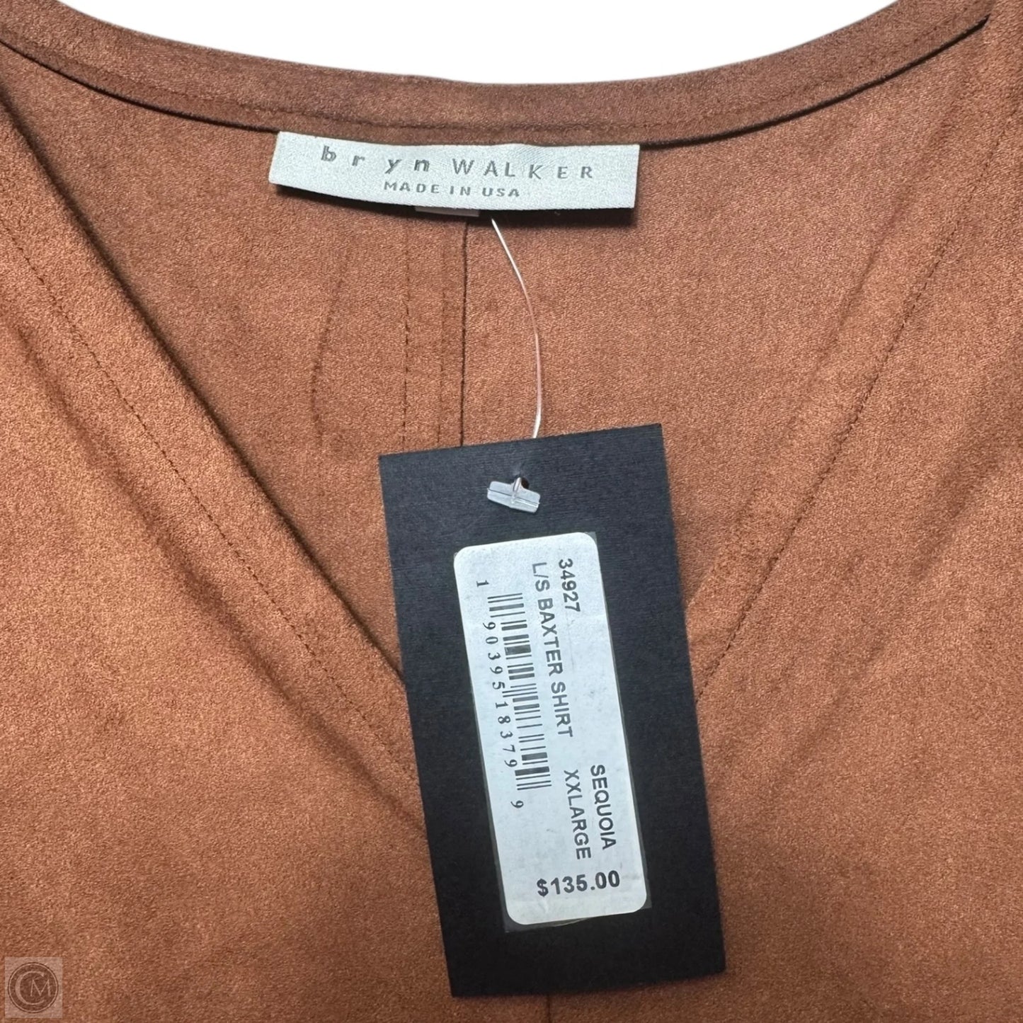 Faux Suede Top Long Sleeve By Bryn Walker In Brown, Size: Xxl