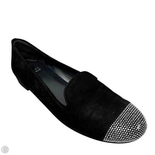 Lingo Suede Studded Loafers Designer By Stuart Weitzman In Black & Silver, Size: 7.5