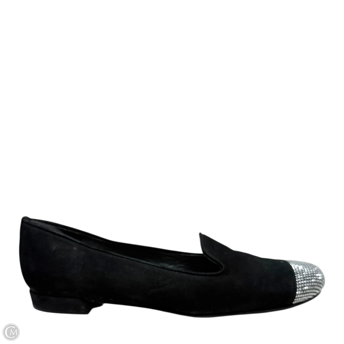 Lingo Suede Studded Loafers Designer By Stuart Weitzman In Black & Silver, Size: 7.5