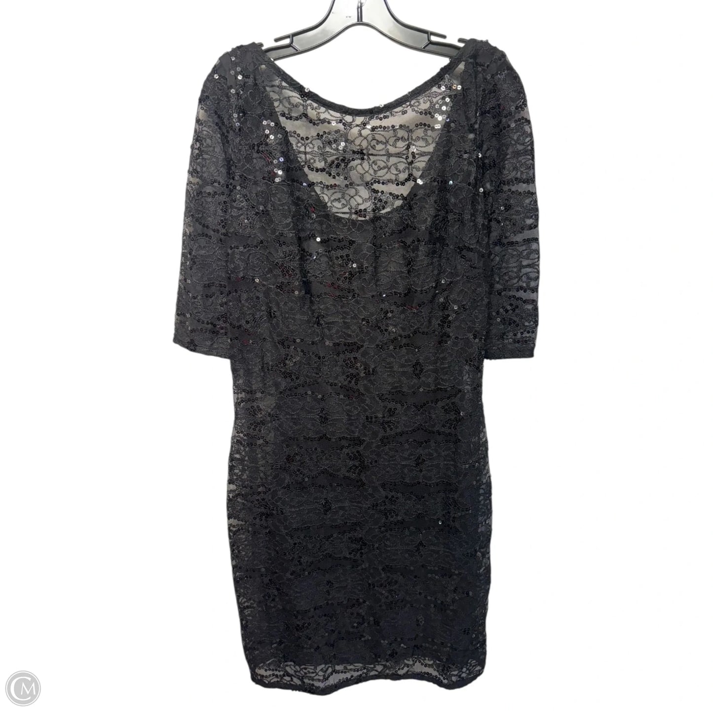 Lace Sequin Dress Party Short By Monique Lhuillier In Black, Size: 12