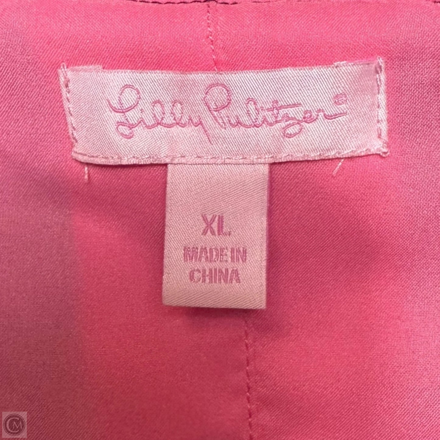 Gather Neckline Jacket Designer By Lilly Pulitzer In Navy & White, Size: Xl