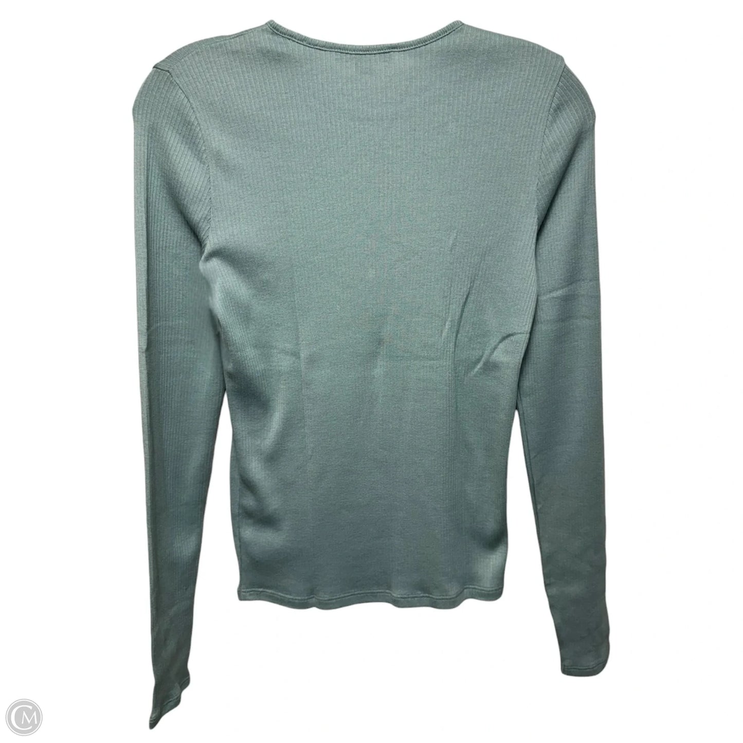Pima Cotton Ribbed Top Long Sleeve By Vince In Aqua, Size: M