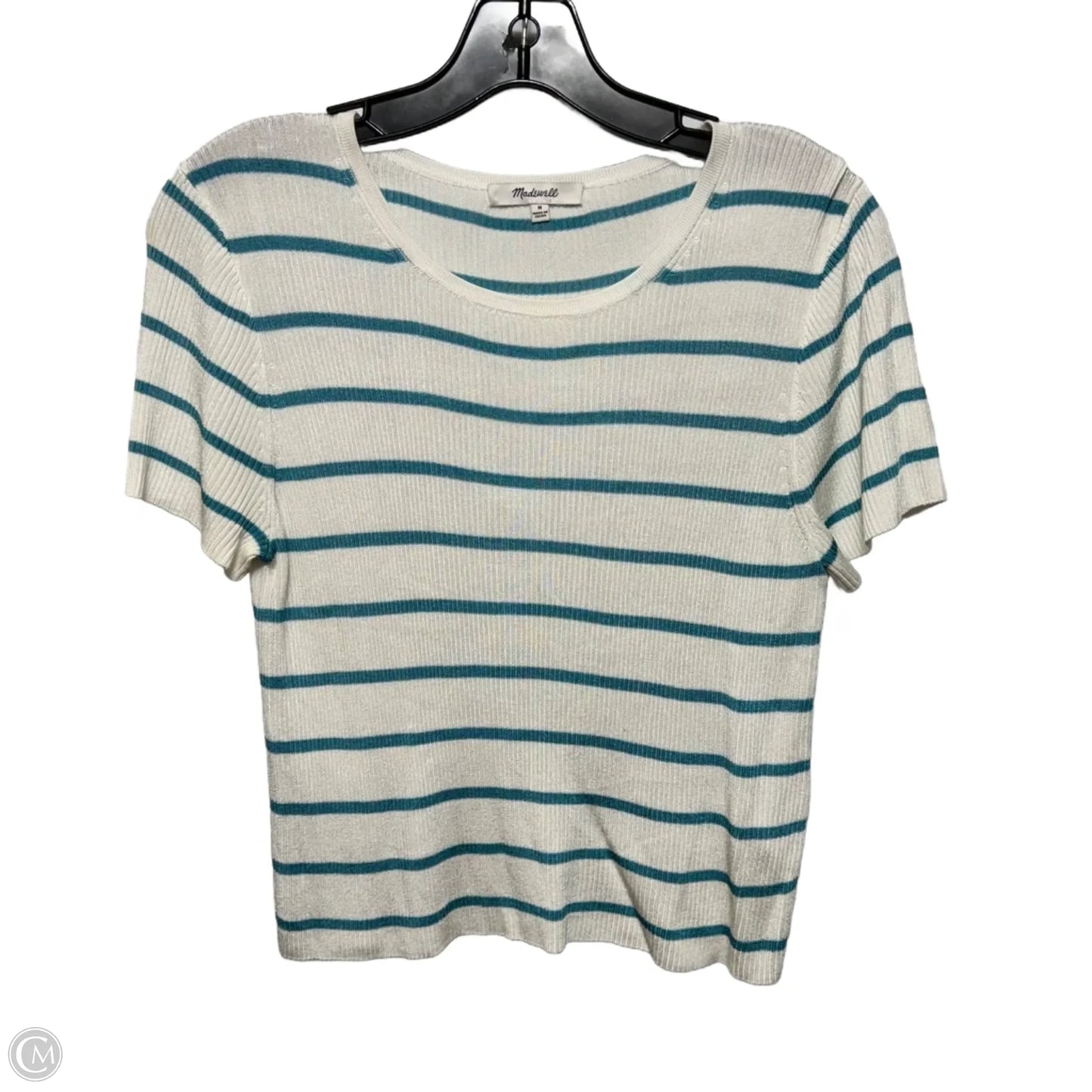 Ribbed Top Short Sleeve By Madewell In Striped Pattern, Size: M