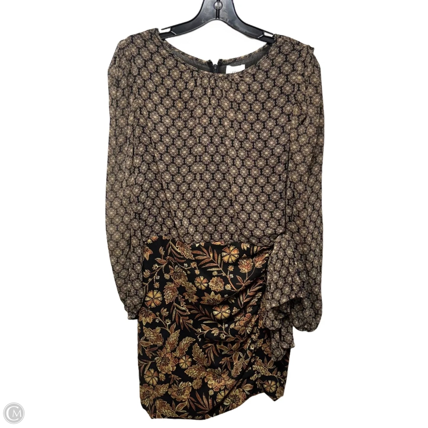 Amber Paisley Print Mini Dress Designer By Misa In Brown, Size: 6