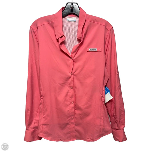 Athletic Top Long Sleeve Collar By Columbia In Coral, Size: M