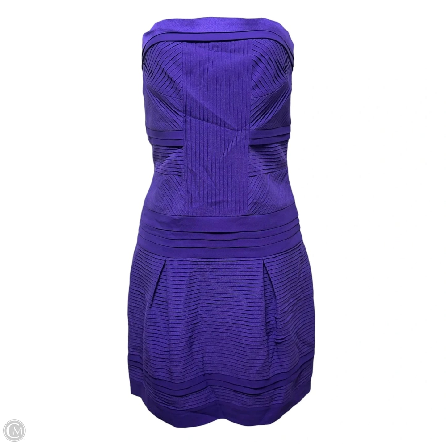 Strapless Silk Pleated Dress Designer By Diane Von Furstenberg In Purple, Size: 4