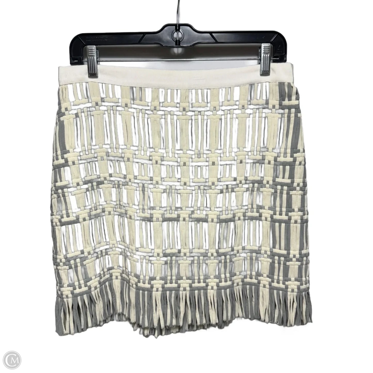 Ferdinanda Basketweave Fringe Mini Skirt By Club Monaco In Cream & Grey, Size: 4