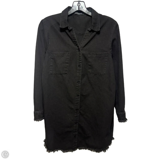 Distressed Tunic Long Sleeve Top By Zilcremo In Black, Size: S