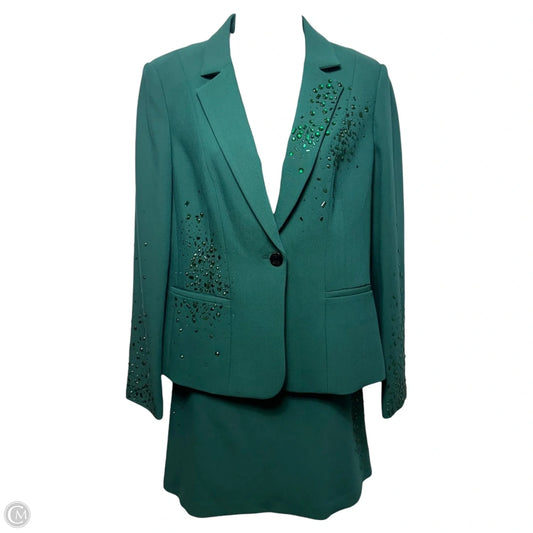 Embellished Blazer & Skirt Set Designer By Karl Lagerfeld In Green, Size: 6