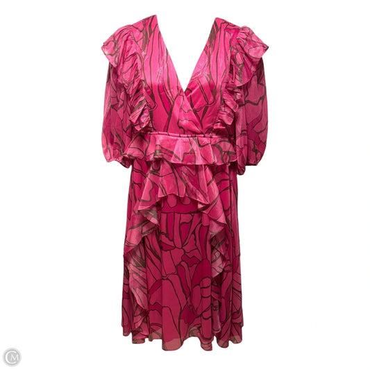 Victoir Shimmer Abstract Print Pinafore Midi Dress with Tie Waist By Ted Baker In Pink, Size: 4