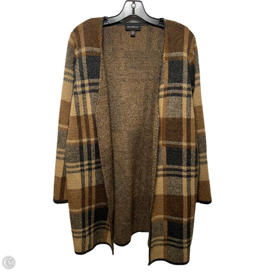 Sweater Cardigan By Fortune & Ivy In Plaid Pattern, Size: Xxl