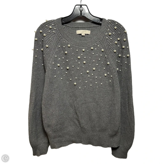 Pearl Embellished Sweater By Loft In Grey, Size: L