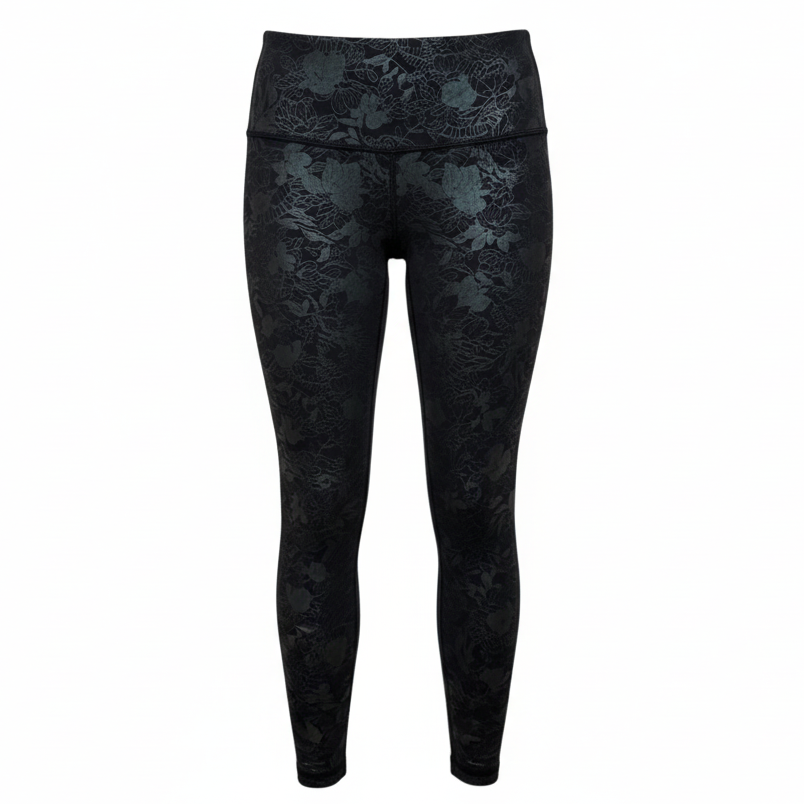 Athletic Leggings By Lululemon In Black Iridescent Foil, Size: 6