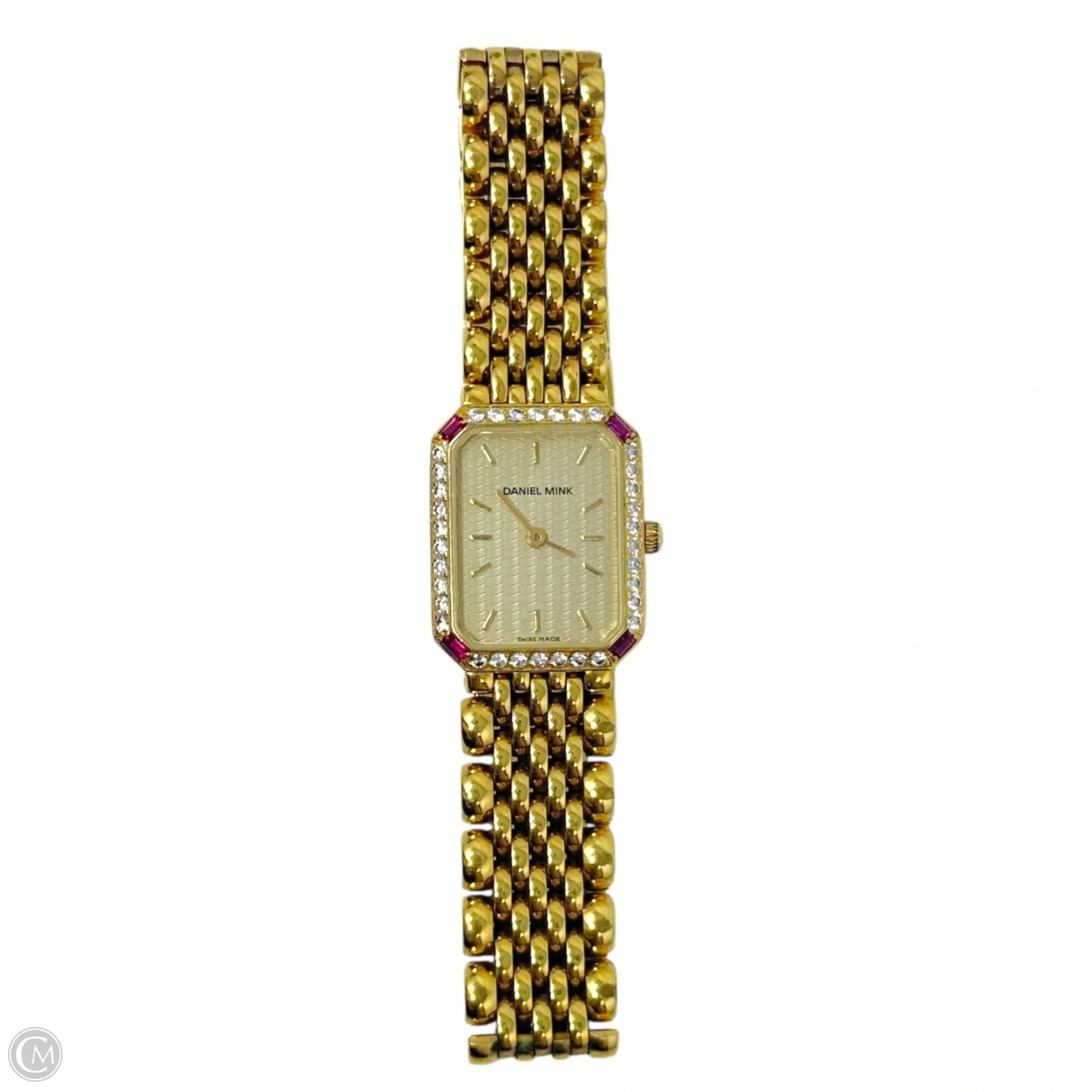 Vintage Elegance Collection Swiss Made 18k Gold Plated & CZ Bezel Watch By Daniel Mink