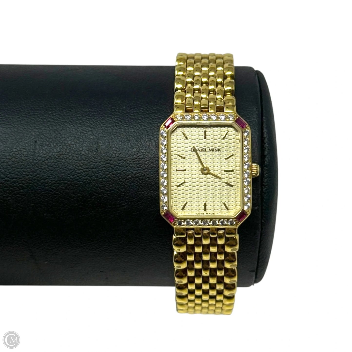 Vintage Elegance Collection Swiss Made 18k Gold Plated & CZ Bezel Watch By Daniel Mink