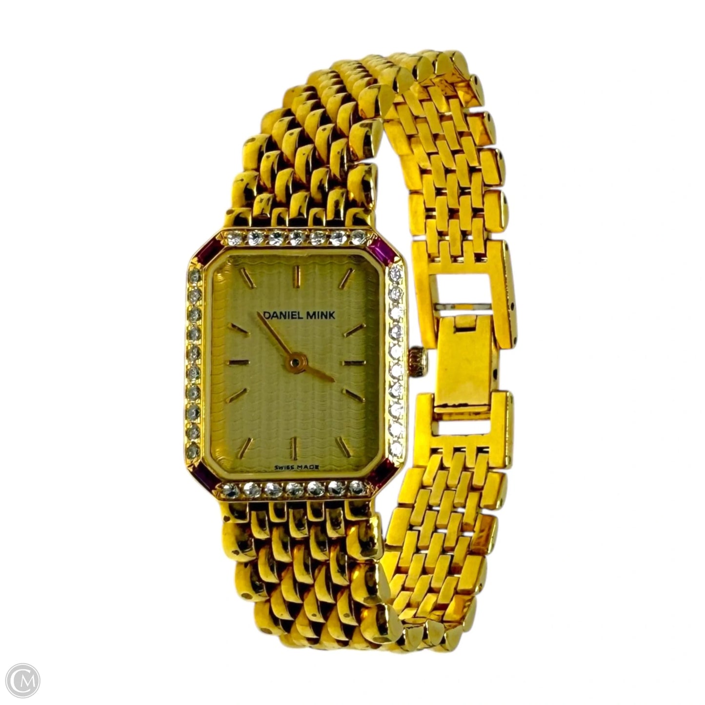 Vintage Elegance Collection Swiss Made 18k Gold Plated & CZ Bezel Watch By Daniel Mink
