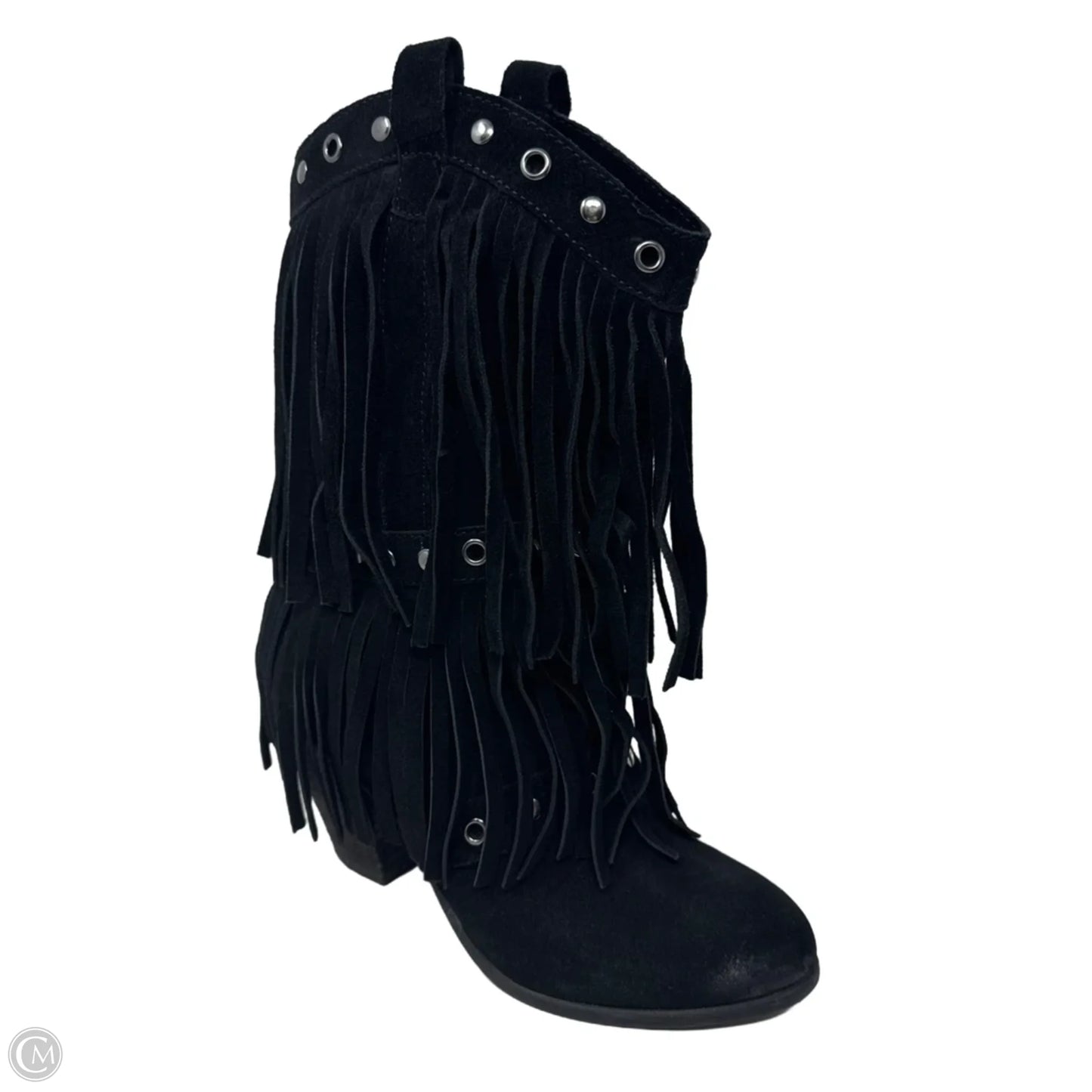 Fringe Boots Ankle Heels By Naughty Monkey In Black, Size: 7