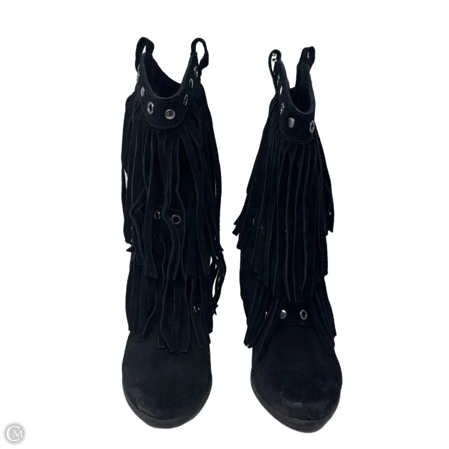 Fringe Boots Ankle Heels By Naughty Monkey In Black, Size: 7