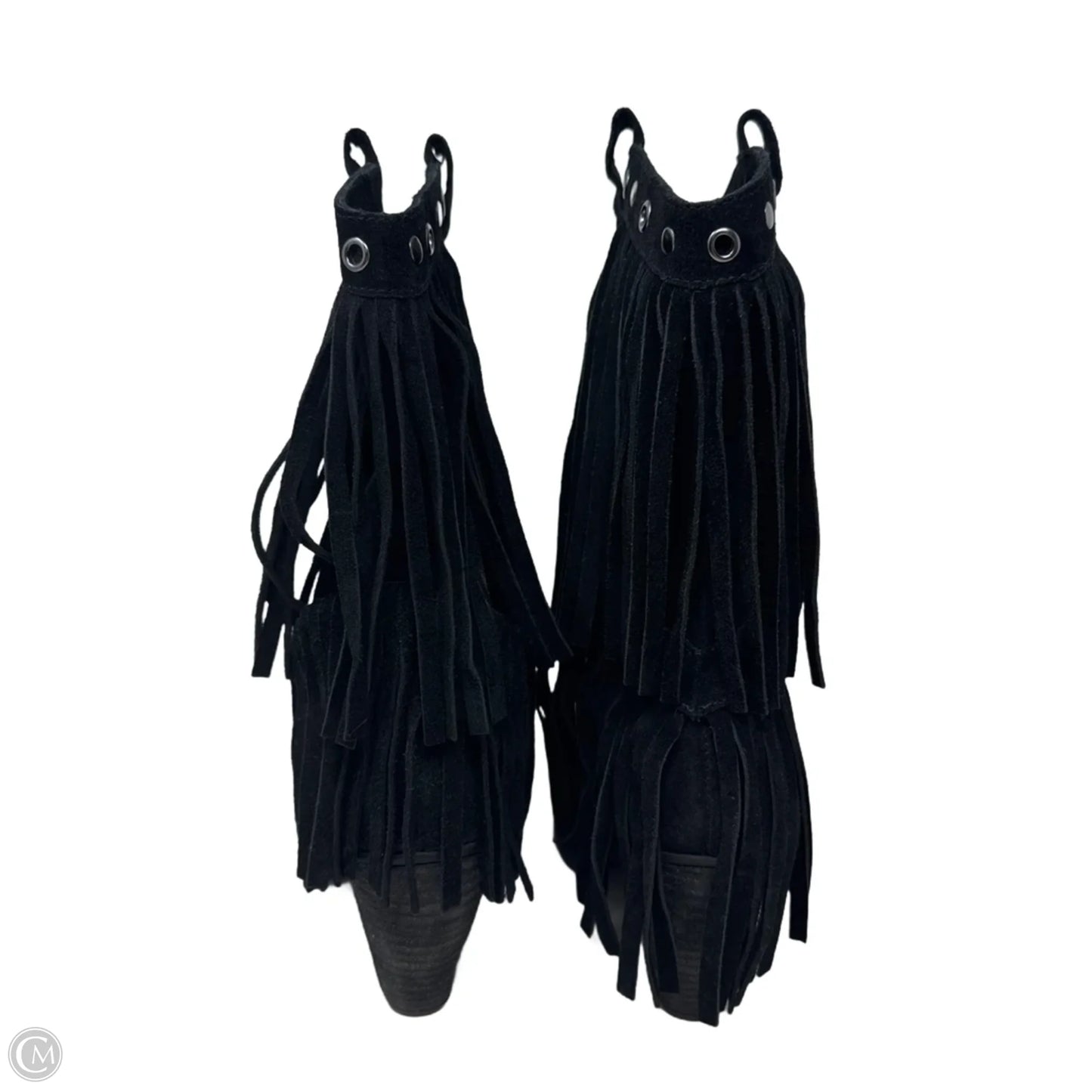Fringe Boots Ankle Heels By Naughty Monkey In Black, Size: 7