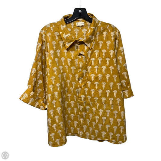 Top 3/4 Sleeve By seams friendly In Yellow, Size: Xl