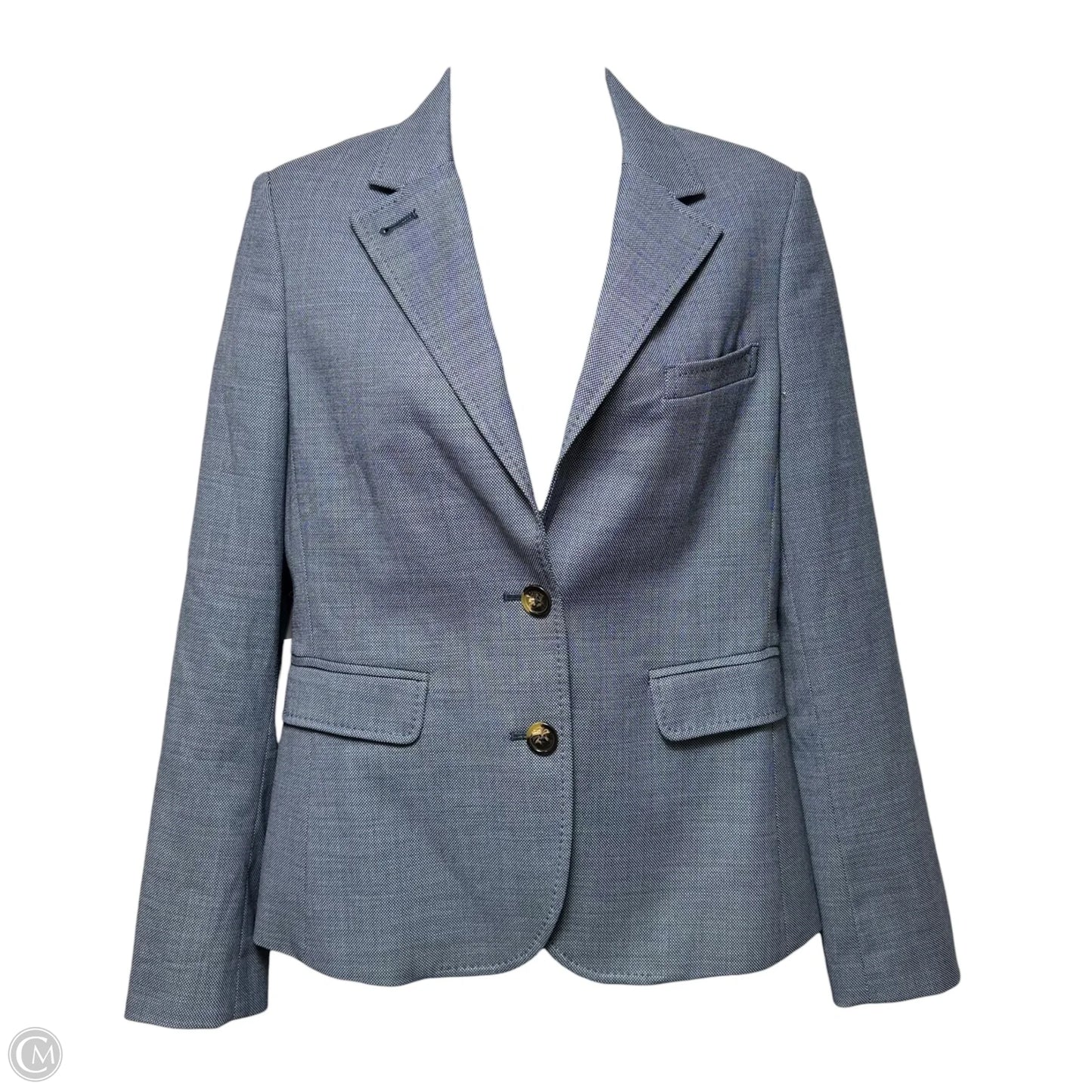 Stretch Wool Blazer Designer By Tory Burch In Blue, Size: 4