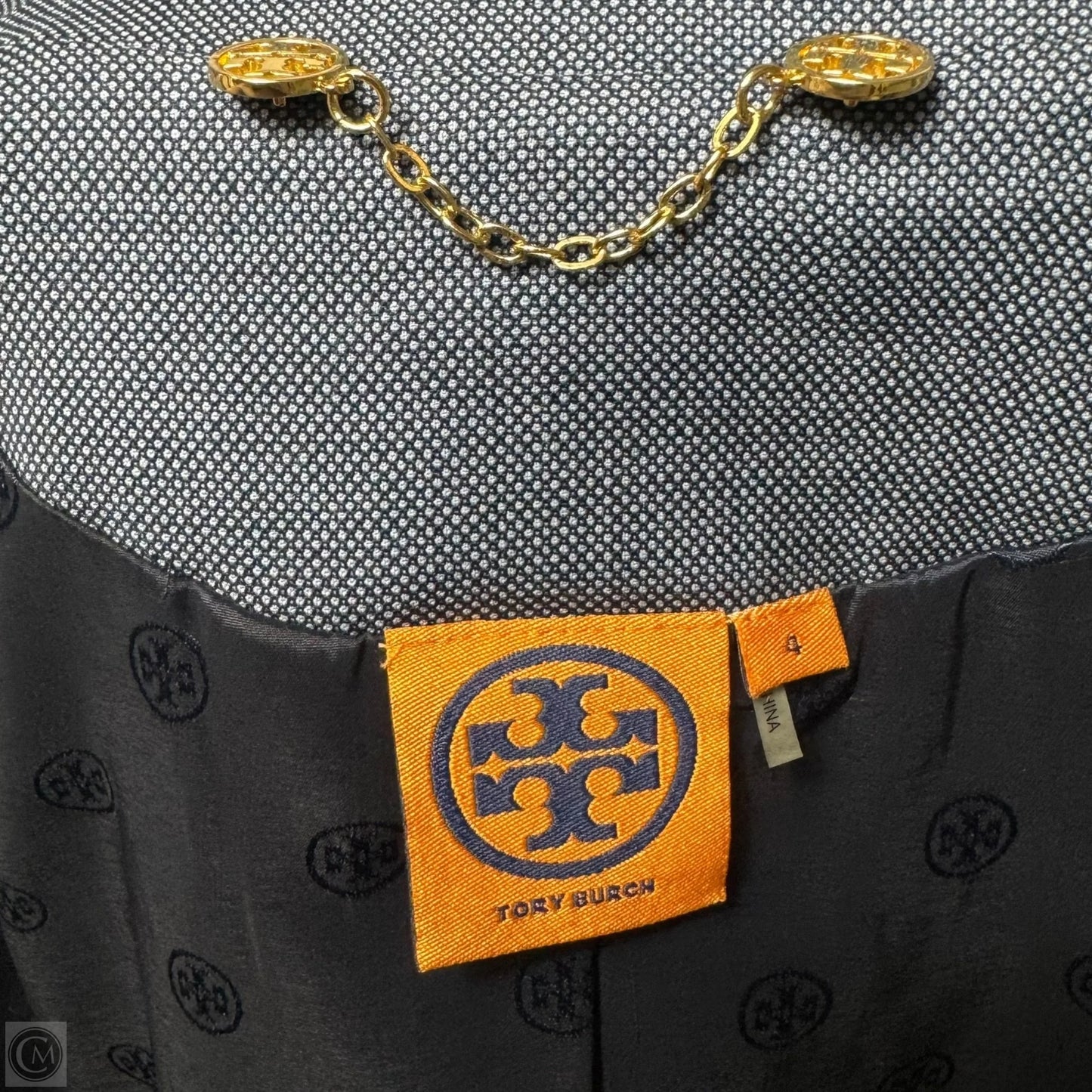 Stretch Wool Blazer Designer By Tory Burch In Blue, Size: 4