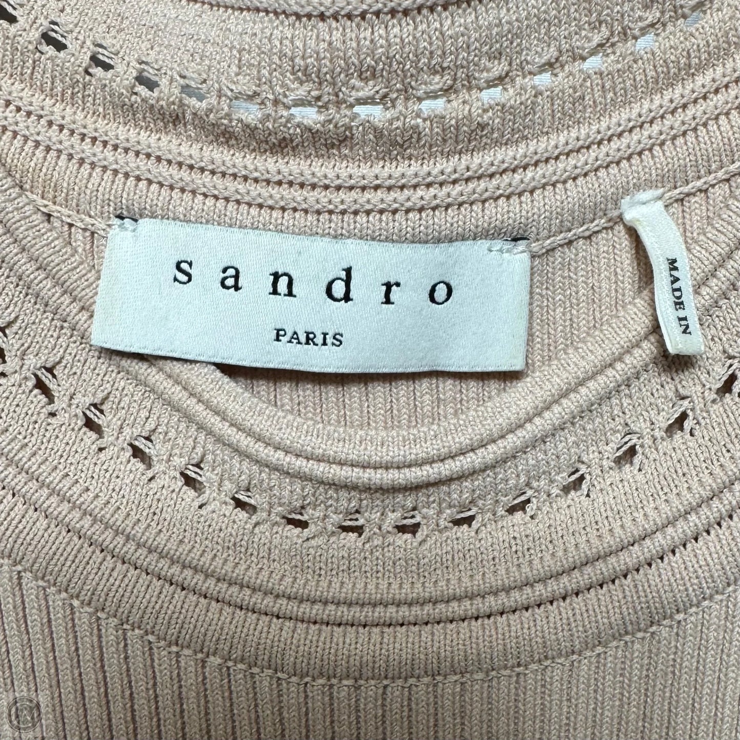 Tilla Ruffle-Trimmed Embellished Ribbed-Knit Mini Dress Designer By Sandro In Blush, Size: 6