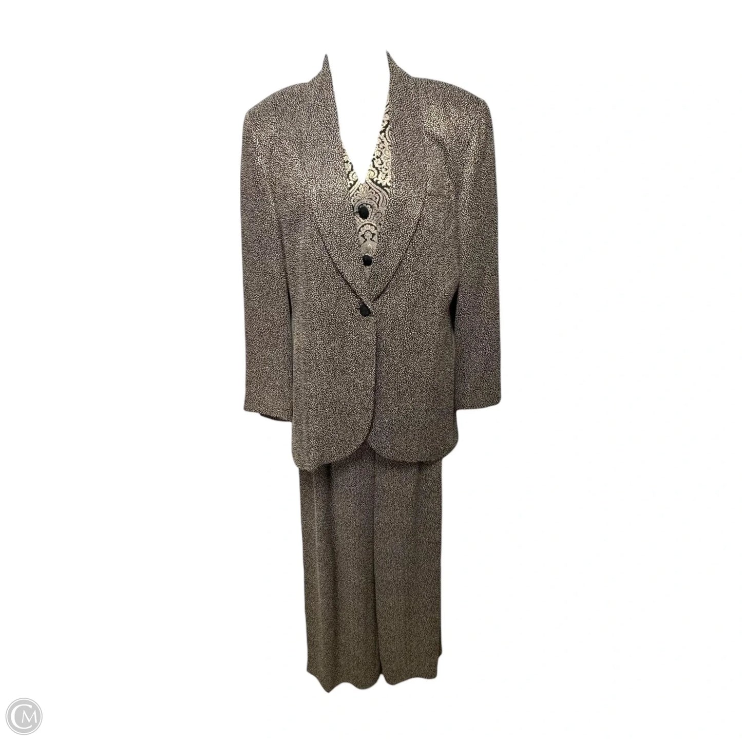 Vintage 3pc Suit By Tamotsu New York In Black & Gold, Size: S