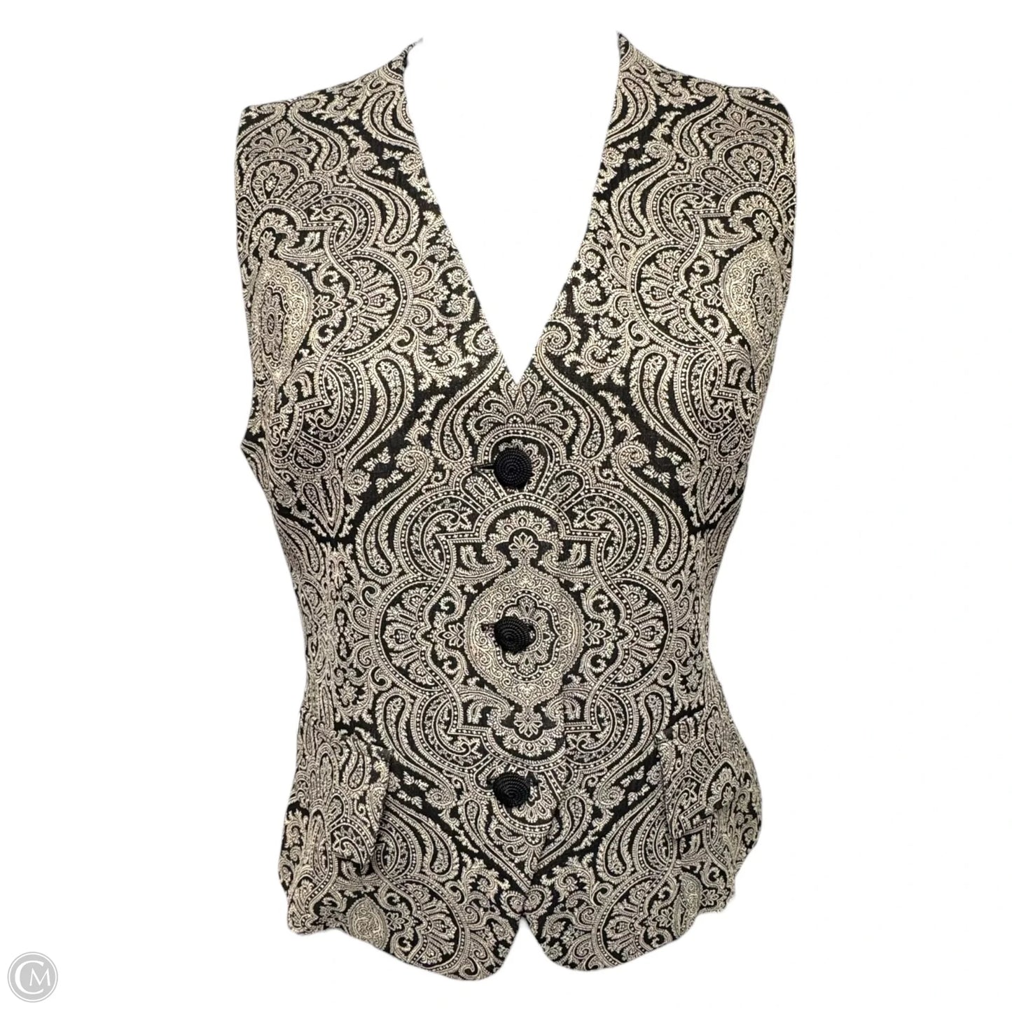 Vintage 3pc Suit By Tamotsu New York In Black & Gold, Size: S