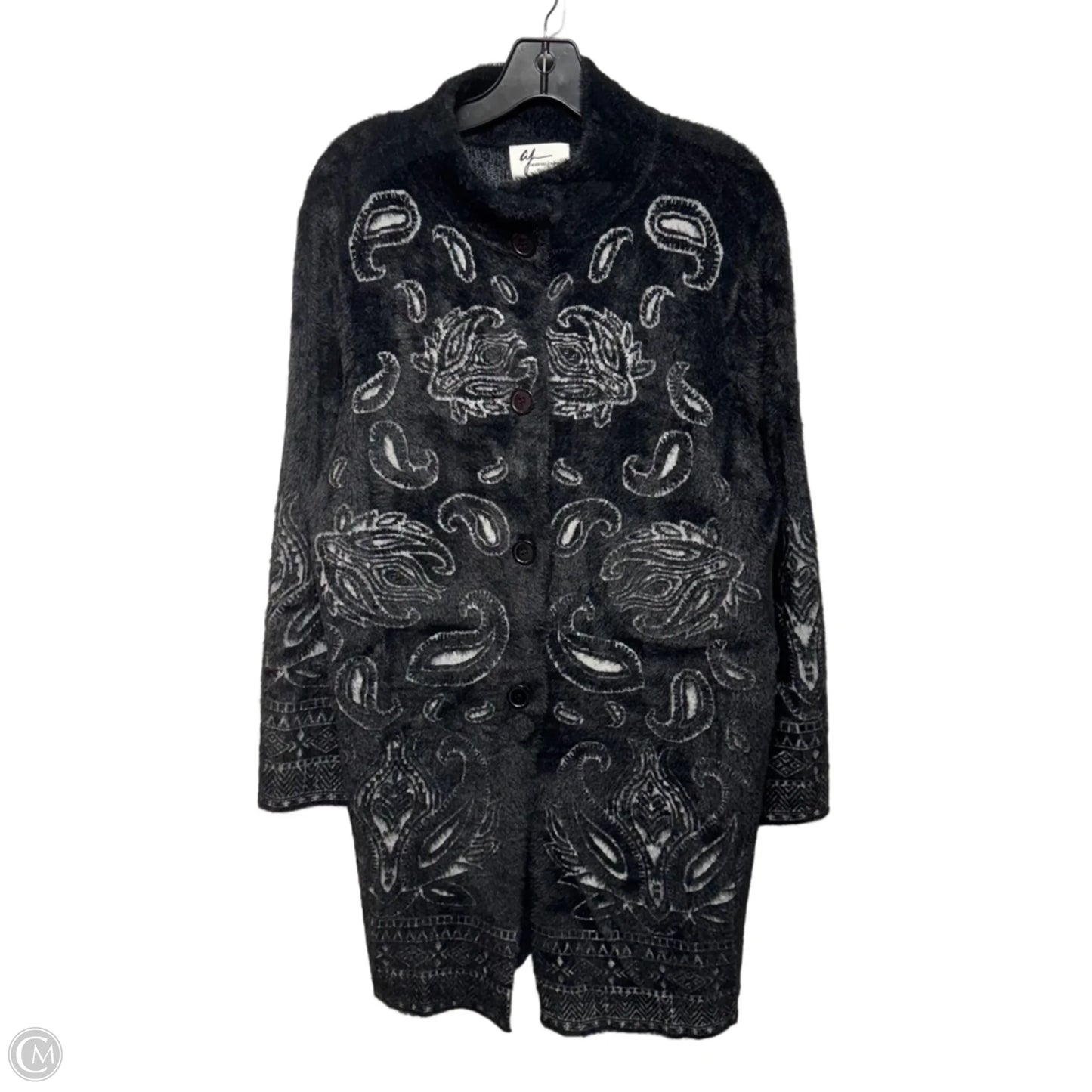 Sweater Cardigan By Andrea Jovine In Black, Size: Xl