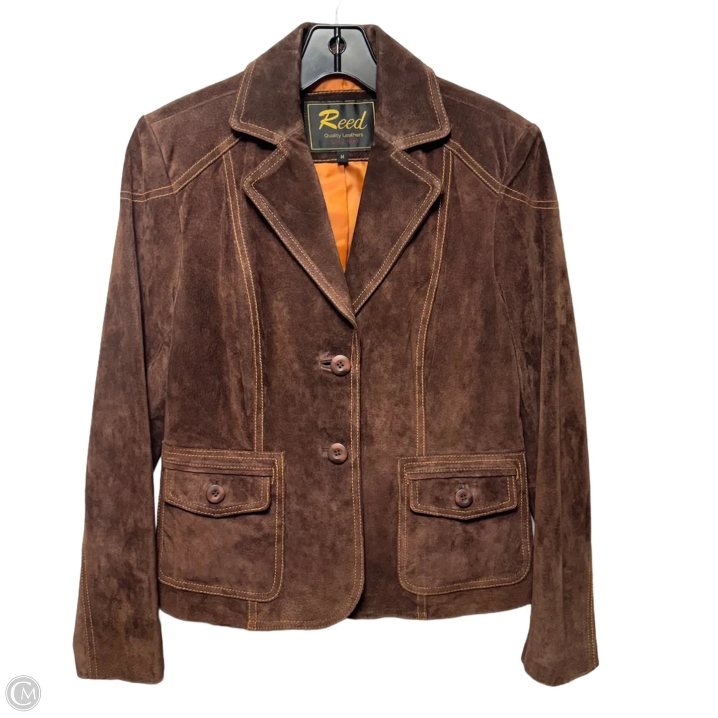 Vintage Jacket Leather By Reed In Brown, Size: M
