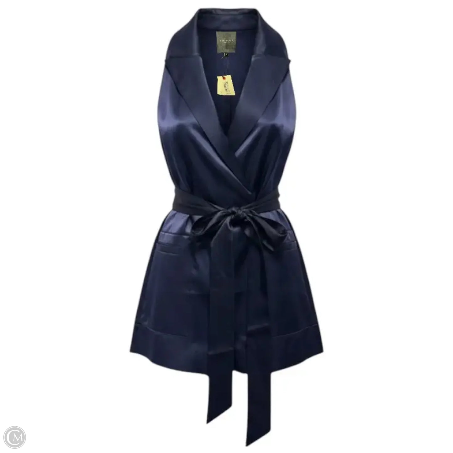 Tailored Satin Longline Vest By Ted Baker In Navy, Size: S (1)