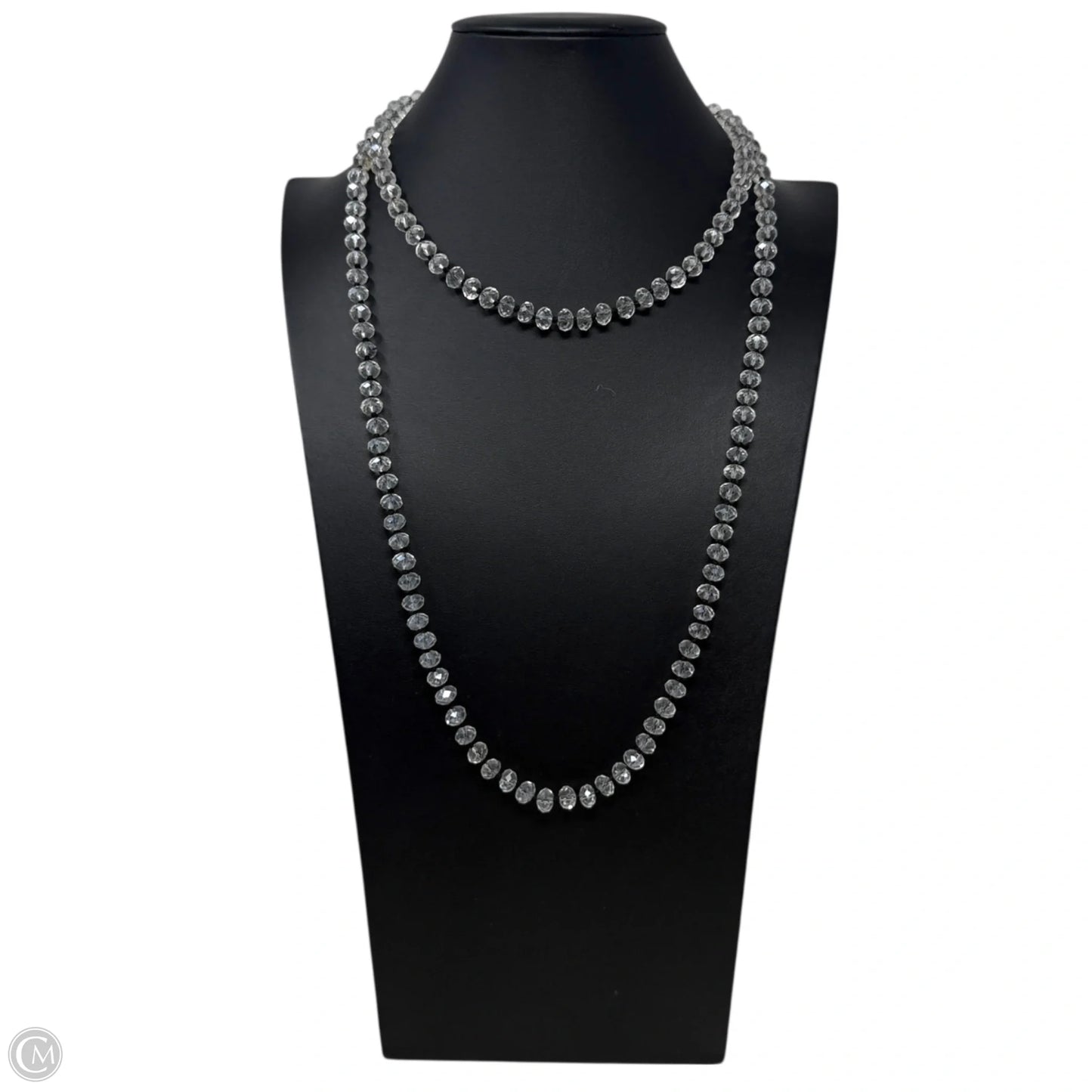 Long Clear Crystal Beaded Necklace