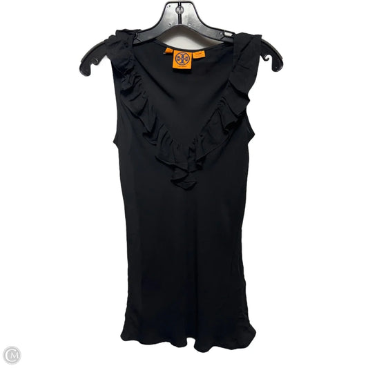 Silk Ruffle Top Sleeveless Designer By Tory Burch In Black, Size: 4