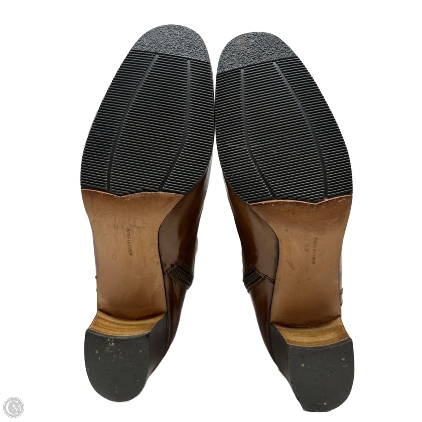 Vintage Leather Riding Boots Luxury Designer By Ferragamo In Brown, Size: 8