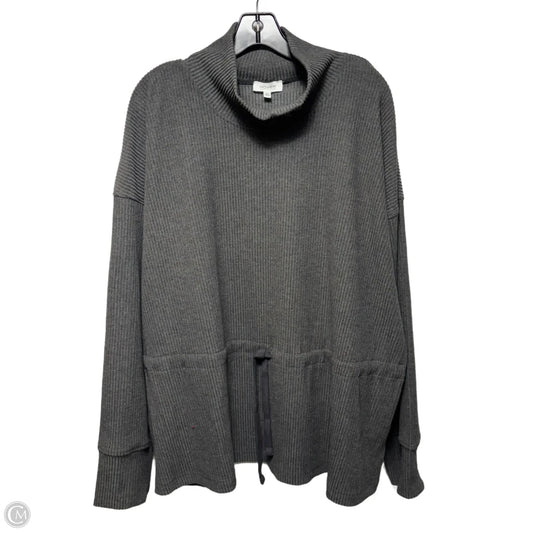 Ribbed Athletic Top Long Sleeve Collar By Haven In Grey, Size: Xxl